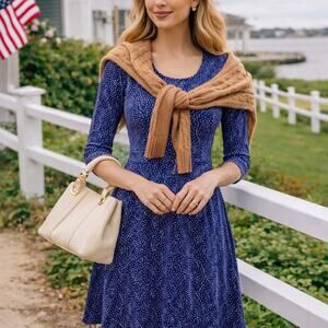 Boden Polka Dot Dress Size 2R Preppy Y2K Cottagecore Stretch Corpcore Minimalist